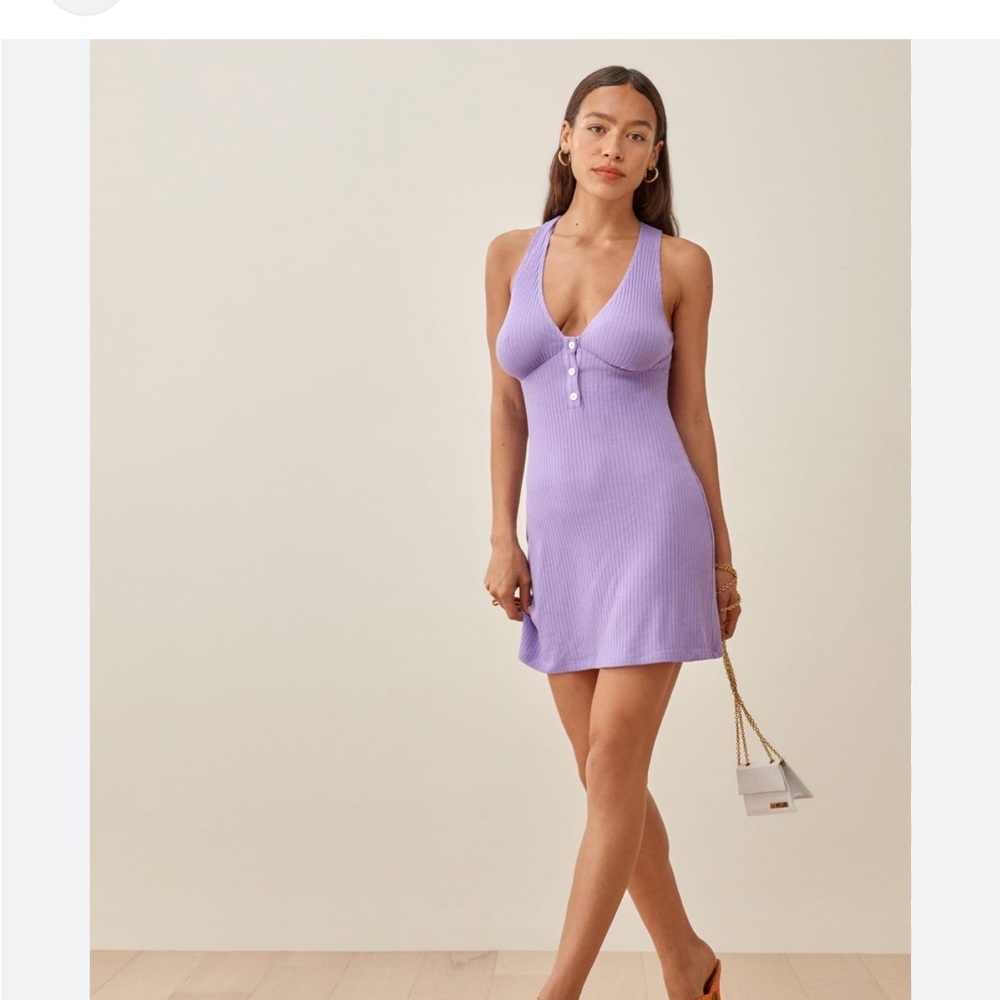 Reformation Paso knit mini dress purple